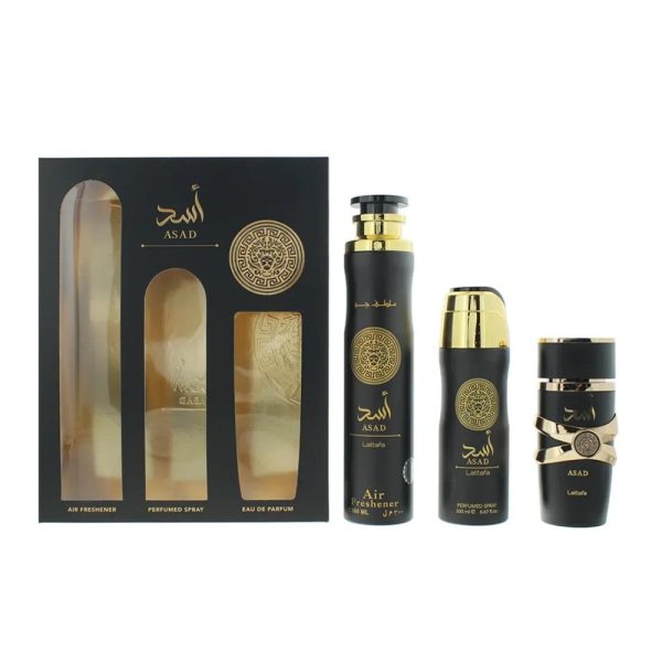 lattafa asad eau de parfum 100ml perfumed spray 200ml air freshener 300ml gift set p83342 36172 image 1